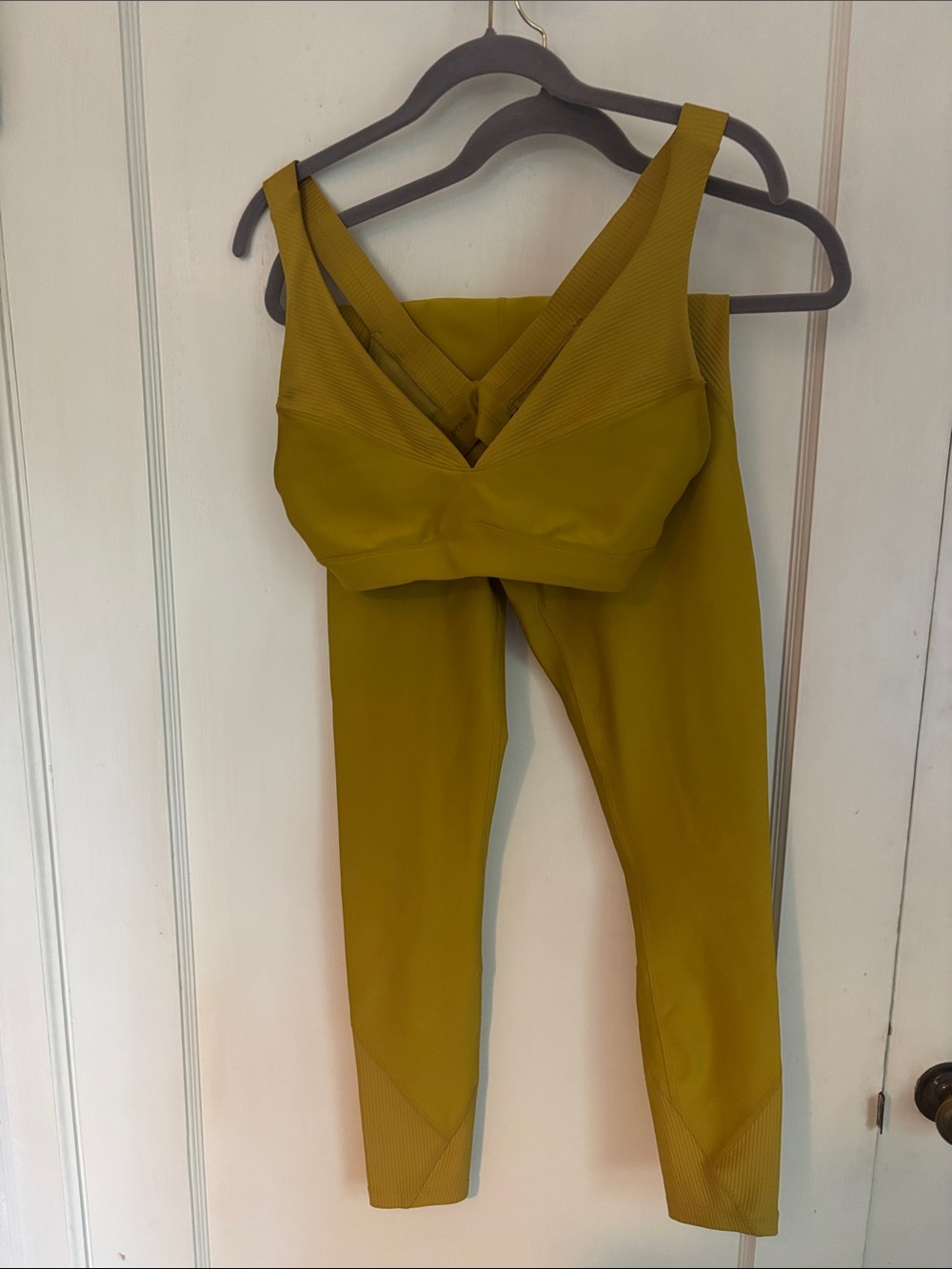 Prana Gold Active High-Waist Leggings with Matching Support Bra